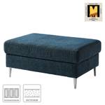 Gestoffeerde hocker COSO Classic+ geweven stof - Chenille Rufi: Blauw - Breedte: 95 cm - Chroomkleurig glanzend