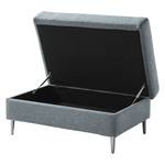 Gestoffeerde hocker COSO Classic+ geweven stof - Geweven stof Inze: Grijsblauw - Breedte: 95 cm - Chroomkleurig glanzend