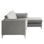 Divano angolare COSO Classic+ Longchair Tessuto - Tessuto Inze: grigio chiaro - Larghezza: 246 cm - Longchair preimpostata a destra - Cromo lucido