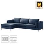 Ecksofa COSO Classic+ mit Longchair Webstoff - Webstoff Inze: Blau - Breite: 287 cm - Longchair davorstehend links - Chrom glänzend