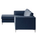 Ecksofa COSO Classic+ mit Longchair Webstoff - Webstoff Inze: Blau - Breite: 287 cm - Longchair davorstehend links - Chrom glänzend