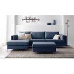 Ecksofa COSO Classic+ mit Longchair Webstoff - Webstoff Inze: Blau - Breite: 287 cm - Longchair davorstehend links - Chrom glänzend