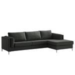 Ecksofa COSO Classic+ mit Longchair Webstoff - Webstoff Inze: Dunkelgrau - Breite: 287 cm - Longchair davorstehend rechts - Chrom glänzend