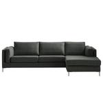 Ecksofa COSO Classic+ mit Longchair Webstoff - Webstoff Inze: Dunkelgrau - Breite: 287 cm - Longchair davorstehend rechts - Chrom glänzend