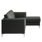 Ecksofa COSO Classic+ mit Longchair Webstoff - Webstoff Inze: Dunkelgrau - Breite: 287 cm - Longchair davorstehend rechts - Chrom glänzend