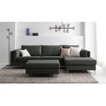 Ecksofa COSO Classic+ mit Longchair Webstoff - Webstoff Inze: Dunkelgrau - Breite: 287 cm - Longchair davorstehend rechts - Chrom glänzend