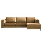 Ecksofa COSO Classic+ mit Longchair Webstoff - Webstoff Inze: Hellbraun - Breite: 287 cm - Longchair davorstehend rechts - Chrom glänzend