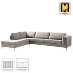 Ecksofa COSO Classic+ mit Ottomane Webstoff - Chenille Rufi: Beige - Breite: 311 cm - Ottomane davorstehend links - Keine Funktion - Chrom glänzend