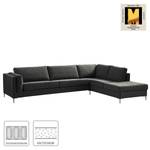 Ecksofa COSO Classic+ mit Ottomane Webstoff - Chenille Rufi: Anthrazit - Breite: 311 cm - Ottomane davorstehend rechts - Keine Funktion - Chrom glänzend