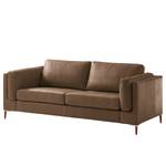 2,5-Sitzer Sofa COSO Classic+ Echtleder - Echtleder Taru: Nougat - Buche Dunkel