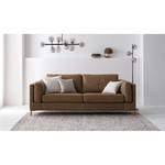 2,5-Sitzer Sofa COSO Classic+ Echtleder - Echtleder Taru: Nougat - Buche Dunkel