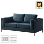 2-Sitzer Sofa COSO Classic+ Webstoff - Chenille Rufi: Blau - Buche Dunkel