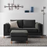 2-Sitzer Sofa COSO Classic+ Webstoff - Chenille Rufi: Anthrazit - Buche Dunkel