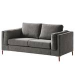 2-Sitzer Sofa COSO Classic+ Webstoff - Chenille Rufi: Grau - Buche Dunkel