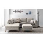 Gestoffeerde hocker COSO Classic+ geweven stof - Chenille Rufi: Beige - Breedte: 64 cm - Donker beukenhout