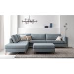 Repose-pieds COSO Classic+ Tissu - Tissu Inze: Gris bleu - Largeur : 95 cm - Hêtre foncé