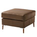 Gestoffeerde hocker COSO Classic+ echt leer - Leer Taru: Nougatkleurig - Breedte: 64 cm - Donker beukenhout