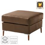 Gestoffeerde hocker COSO Classic+ echt leer - Leer Taru: Nougatkleurig - Breedte: 64 cm - Donker beukenhout