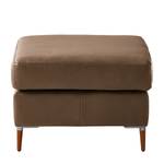 Gestoffeerde hocker COSO Classic+ echt leer - Leer Taru: Nougatkleurig - Breedte: 64 cm - Donker beukenhout