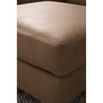 Gestoffeerde hocker COSO Classic+ echt leer - Leer Taru: Nougatkleurig - Breedte: 64 cm - Donker beukenhout