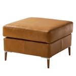 Gestoffeerde hocker COSO Classic+ echt leer - Leer Taru: Lichtbruin - Breedte: 64 cm - Donker beukenhout