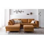 Gestoffeerde hocker COSO Classic+ echt leer - Leer Taru: Lichtbruin - Breedte: 64 cm - Donker beukenhout