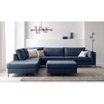 Gestoffeerde hocker COSO Classic+ geweven stof - Geweven stof Inze: Blauw - Breedte: 95 cm - Donker beukenhout