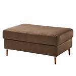 Gestoffeerde hocker COSO Classic+ echt leer - Leer Taru: Nougatkleurig - Breedte: 95 cm - Donker beukenhout