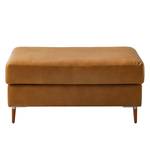 Gestoffeerde hocker COSO Classic+ echt leer - Leer Taru: Lichtbruin - Breedte: 95 cm - Donker beukenhout