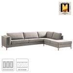 Ecksofa COSO Classic+ mit Ottomane Webstoff - Chenille Rufi: Beige - Breite: 311 cm - Ottomane davorstehend rechts - Bettkasten - Buche Dunkel