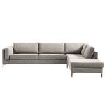 Ecksofa COSO Classic+ mit Ottomane Webstoff - Chenille Rufi: Beige - Breite: 311 cm - Ottomane davorstehend rechts - Bettkasten - Buche Dunkel