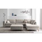 Ecksofa COSO Classic+ mit Ottomane Webstoff - Chenille Rufi: Beige - Breite: 311 cm - Ottomane davorstehend rechts - Bettkasten - Buche Dunkel