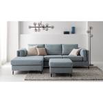 Ecksofa COSO Classic+ mit Longchair Webstoff - Webstoff Inze: Graublau - Breite: 246 cm - Longchair davorstehend links - Schwarz