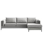 Ecksofa COSO Classic+ mit Longchair Webstoff - Webstoff Inze: Hellgrau - Breite: 287 cm - Longchair davorstehend rechts - Schwarz