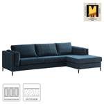 Ecksofa COSO Classic+ mit Longchair Webstoff - Chenille Rufi: Blau - Breite: 287 cm - Longchair davorstehend rechts - Schwarz