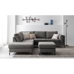 Ecksofa COSO Classic+ mit Ottomane Webstoff - Chenille Rufi: Grau - Breite: 245 cm - Ottomane davorstehend links - Keine Funktion - Schwarz