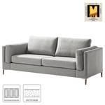 2,5-Sitzer Sofa COSO Classic+ Webstoff - Webstoff Inze: Hellgrau - Eiche Dunkel