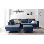 Gestoffeerde hocker COSO Classic+ geweven stof - Geweven stof Inze: Blauw - Breedte: 64 cm - Donkere eikenhout