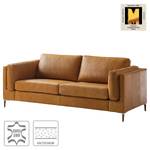 2,5-Sitzer Sofa COSO Classic+ Echtleder - Echtleder Taru: Hellbraun - Eiche Dunkel