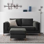 2-Sitzer Sofa COSO Classic+ Webstoff - Chenille Rufi: Anthrazit - Eiche Dunkel