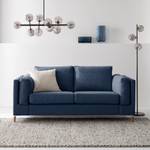 2-Sitzer Sofa COSO Classic+ Webstoff - Webstoff Inze: Blau - Eiche Dunkel