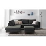 Gestoffeerde hocker COSO Classic+ geweven stof - Chenille Rufi: Antracietkleurig - Breedte: 64 cm - Donkere eikenhout