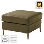 Gestoffeerde hocker COSO Classic+ echt leer - Leer Taru: Olijfgroen - Breedte: 64 cm - Donkere eikenhout