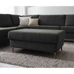 Gestoffeerde hocker COSO Classic+ geweven stof - Chenille Rufi: Antracietkleurig - Breedte: 95 cm - Donkere eikenhout