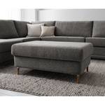 Gestoffeerde hocker COSO Classic+ geweven stof - Chenille Rufi: Grijs - Breedte: 95 cm - Donkere eikenhout