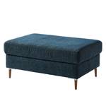 Gestoffeerde hocker COSO Classic+ geweven stof - Chenille Rufi: Blauw - Breedte: 95 cm - Donkere eikenhout