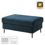 Gestoffeerde hocker COSO Classic+ geweven stof - Chenille Rufi: Blauw - Breedte: 95 cm - Donkere eikenhout