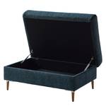 Gestoffeerde hocker COSO Classic+ geweven stof - Chenille Rufi: Blauw - Breedte: 95 cm - Donkere eikenhout