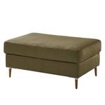 Gestoffeerde hocker COSO Classic+ echt leer - Leer Taru: Olijfgroen - Breedte: 95 cm - Donkere eikenhout