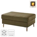 Gestoffeerde hocker COSO Classic+ echt leer - Leer Taru: Olijfgroen - Breedte: 95 cm - Donkere eikenhout